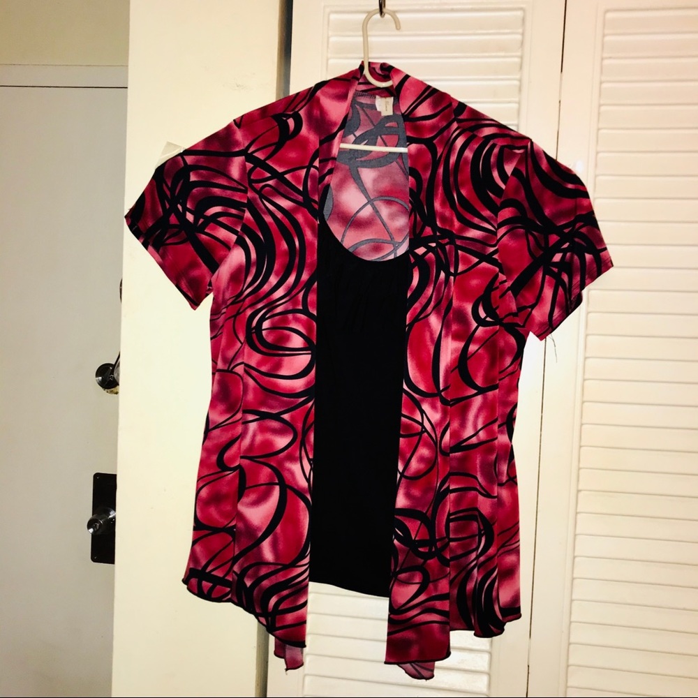 2/20 EUC 2 Layer Top with Black Ruffle Cami